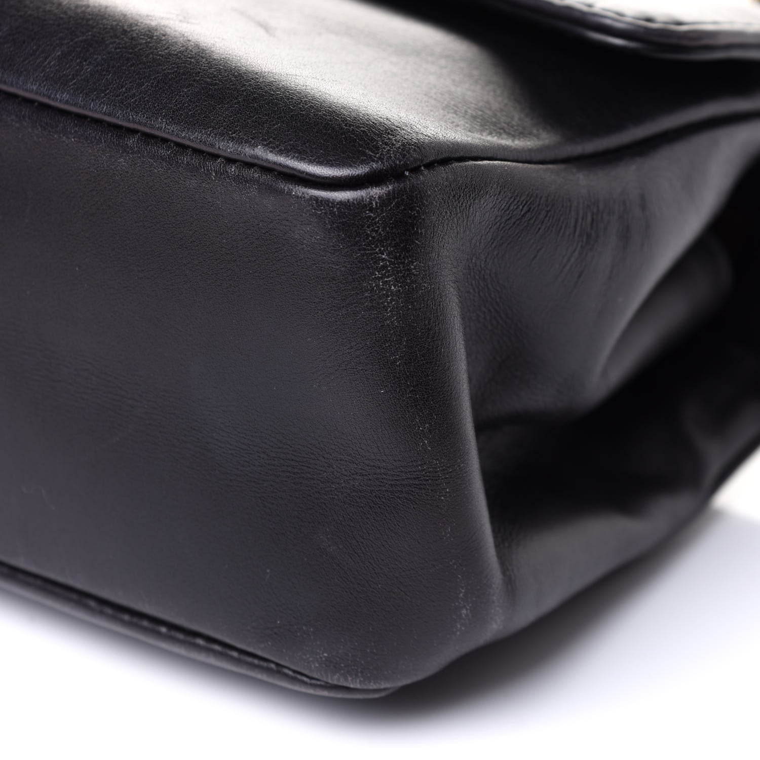 Valentino Garavani Vitello Rockstud Flip Lock Shoulder Flap Bag Black 6 of 12