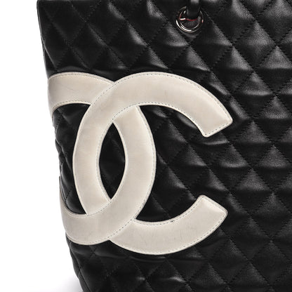 Chanel Calfskin Quilted Large Cambon Tote Black White 10 of 20