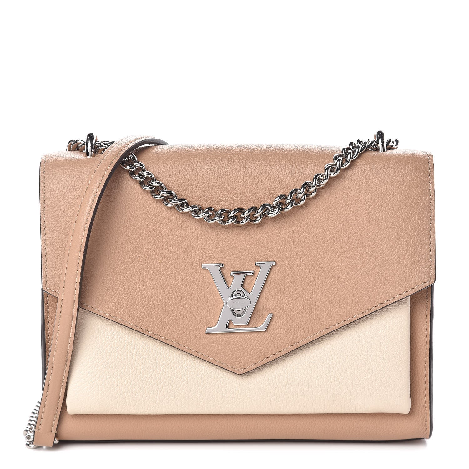 Louis Vuitton Soft Calfskin Mylockme Chain Bag BB Papyrus Creme 1 of 9