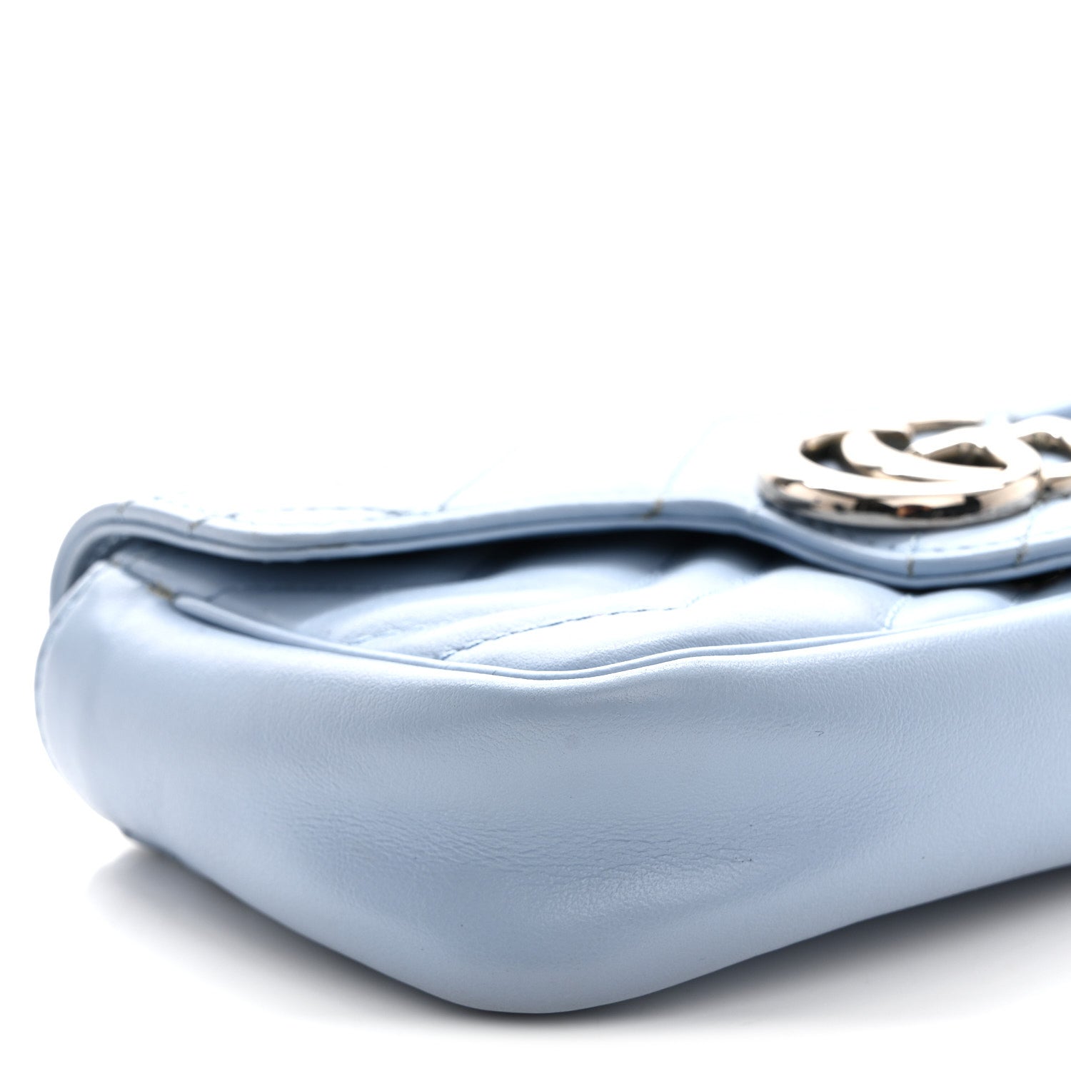 Gucci Calfskin Matelasse Super Mini GG Marmont Shoulder Bag Porcelain Light Blue 9 of 12