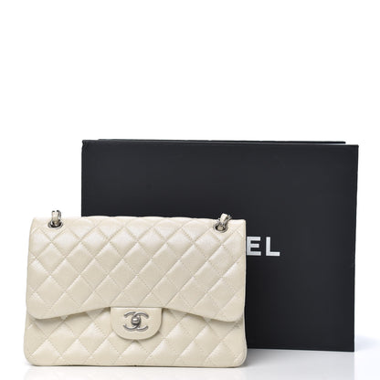 Chanel Pearly Caviar Quilted Jumbo Double Flap Dark White 11 of 13