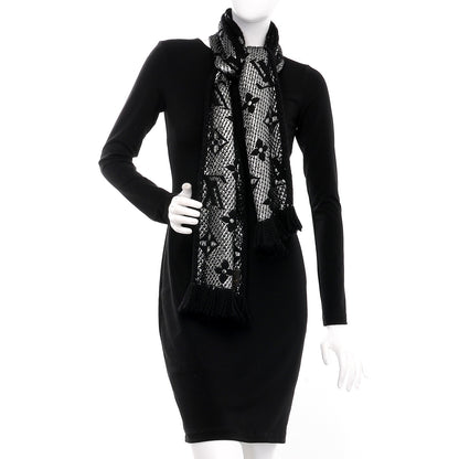 Louis Vuitton Wool Silk Logomania Shine Scarf Black 2 of 4