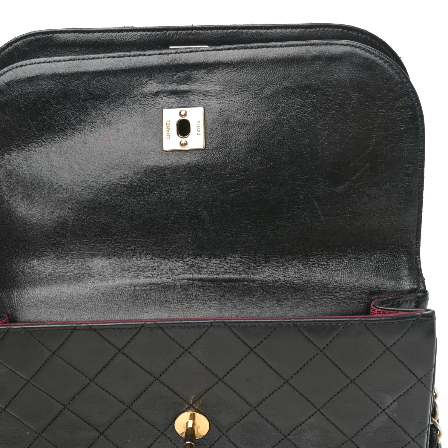 Chanel Lambskin Quilted Medium Round Double Flap Black 14 of 19