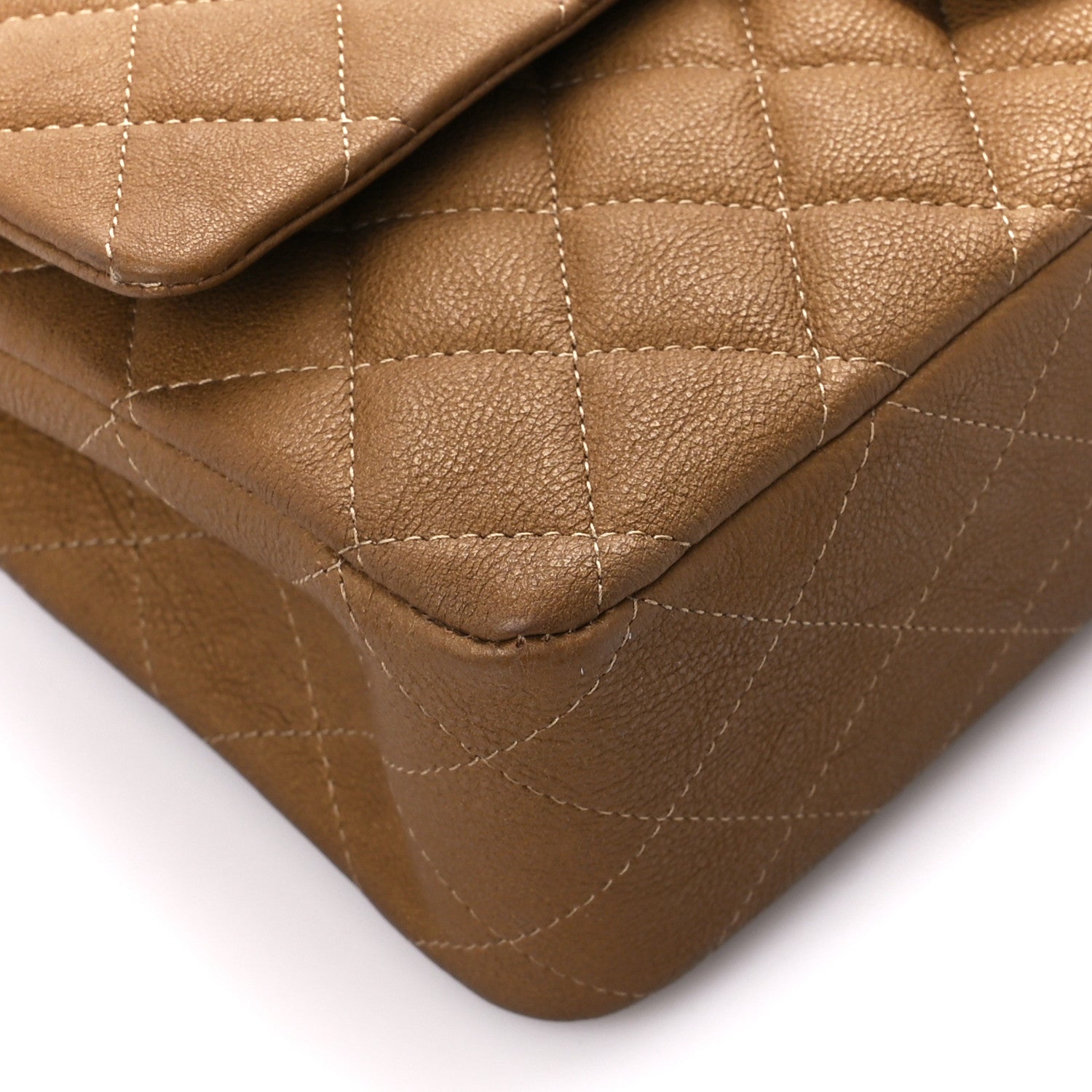 Chanel Iredescent Calfskin Quilted Medium Double Flap Dark Gold 10 of 13