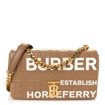 Burberry Patent Quilted Horseferry Print Small Lola Bag Tan 1 of 8