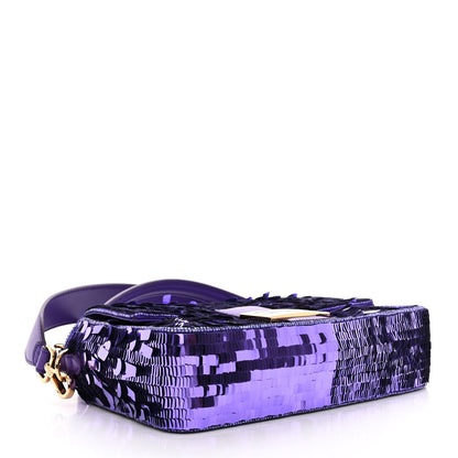 Fendi Sequin Paillettes Shiny Nappa Sex and the City Baguette Viola Purple Rain 4 of 10
