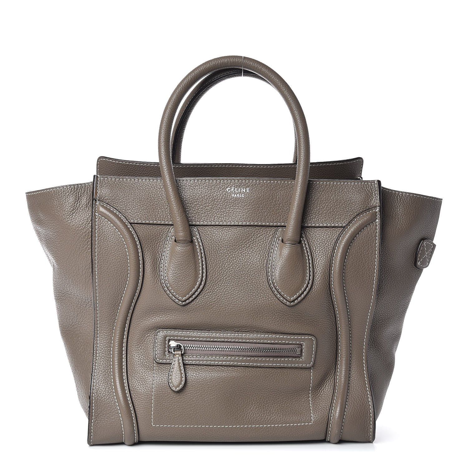 Celine Drummed Calfskin Mini Luggage Souris 1 of 17