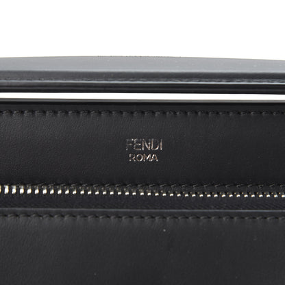 Fendi Vitello Baltico Dolce Shiny Nappa Lace Up DotCom Satchel Black Blue 9 of 10