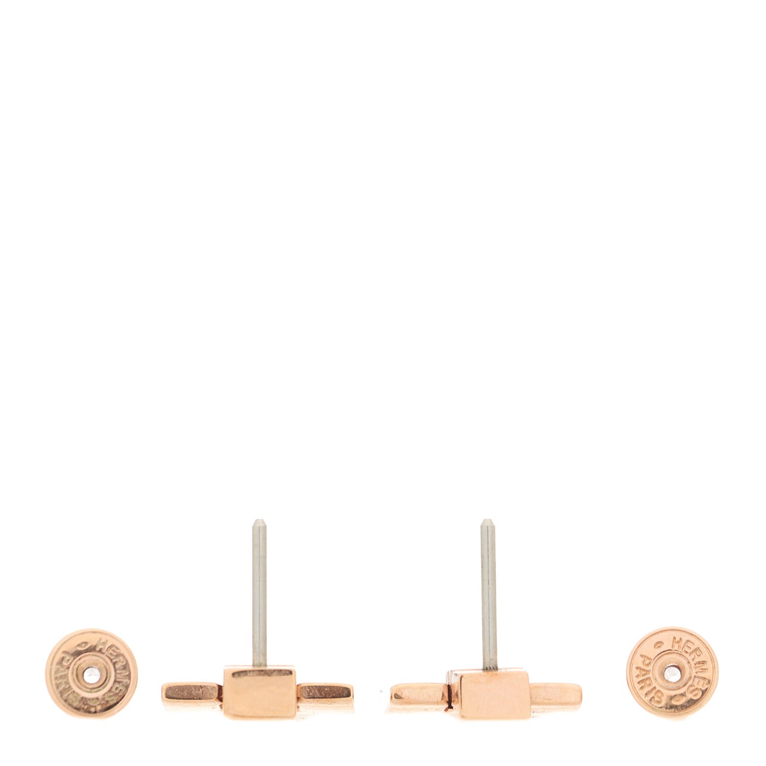 Hermes Rose Gold Lacquer Eileen Earrings White 3 of 4
