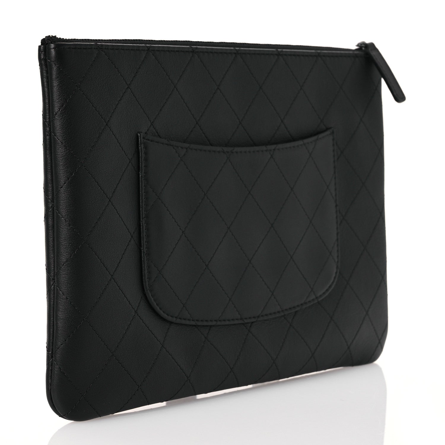 Chanel Calfskin Quilted Stitched CC Medium Cosmetic Case Black 3 of 11