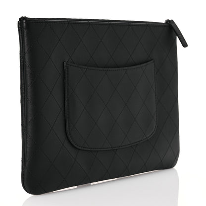 Chanel Calfskin Quilted Stitched CC Medium Cosmetic Case Black 3 of 11