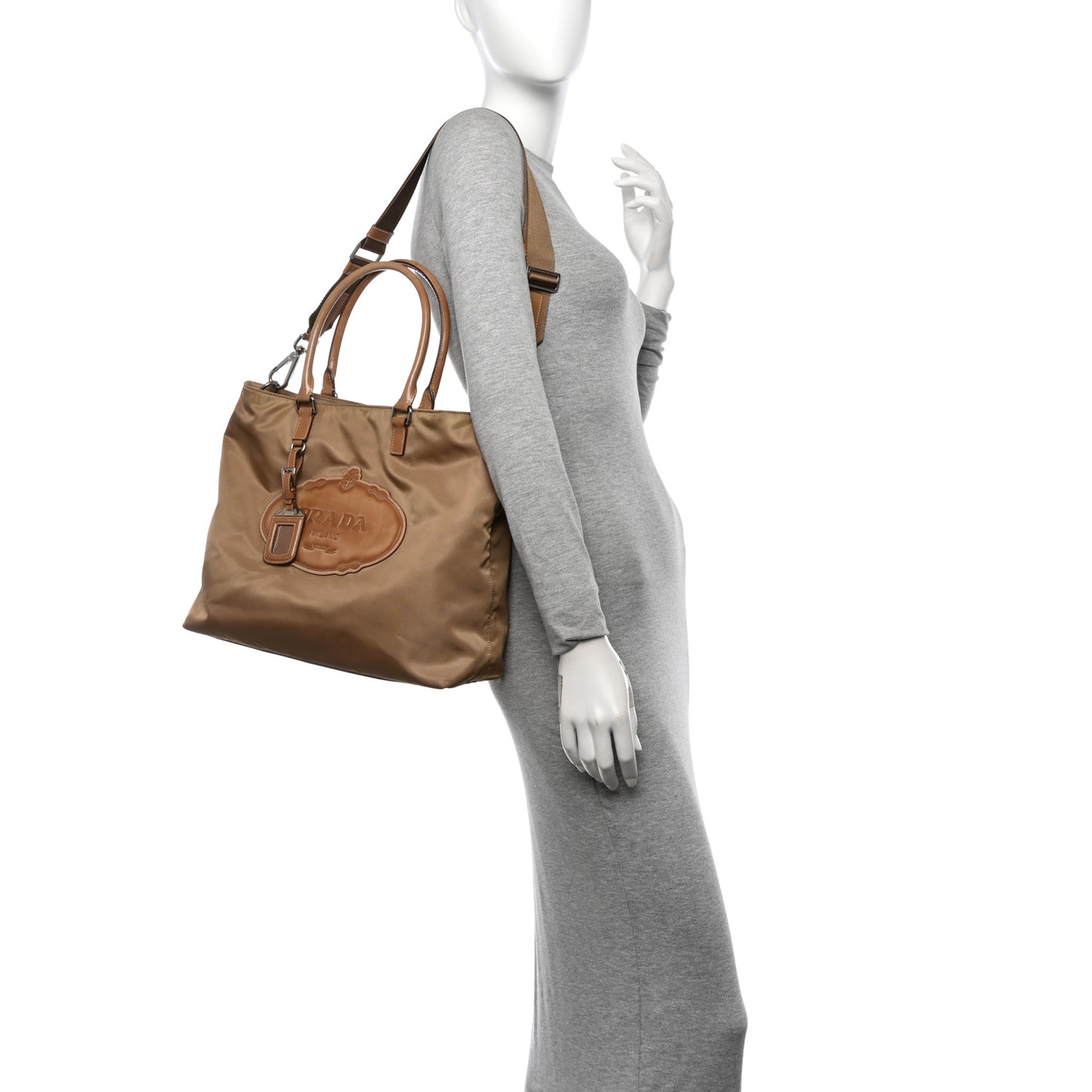 Tessuto Spazzolato Logo Shoulder Bag Sabbia