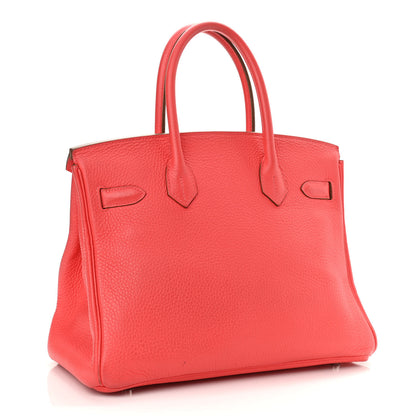Hermes Taurillon Clemence Birkin 30 Rouge Pivoine 2 of 18