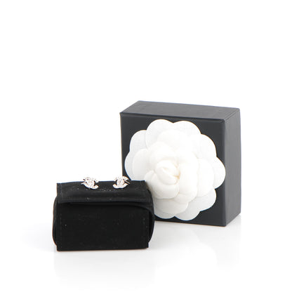 Chanel Crystal Timeless CC Earrings Silver 5 of 5