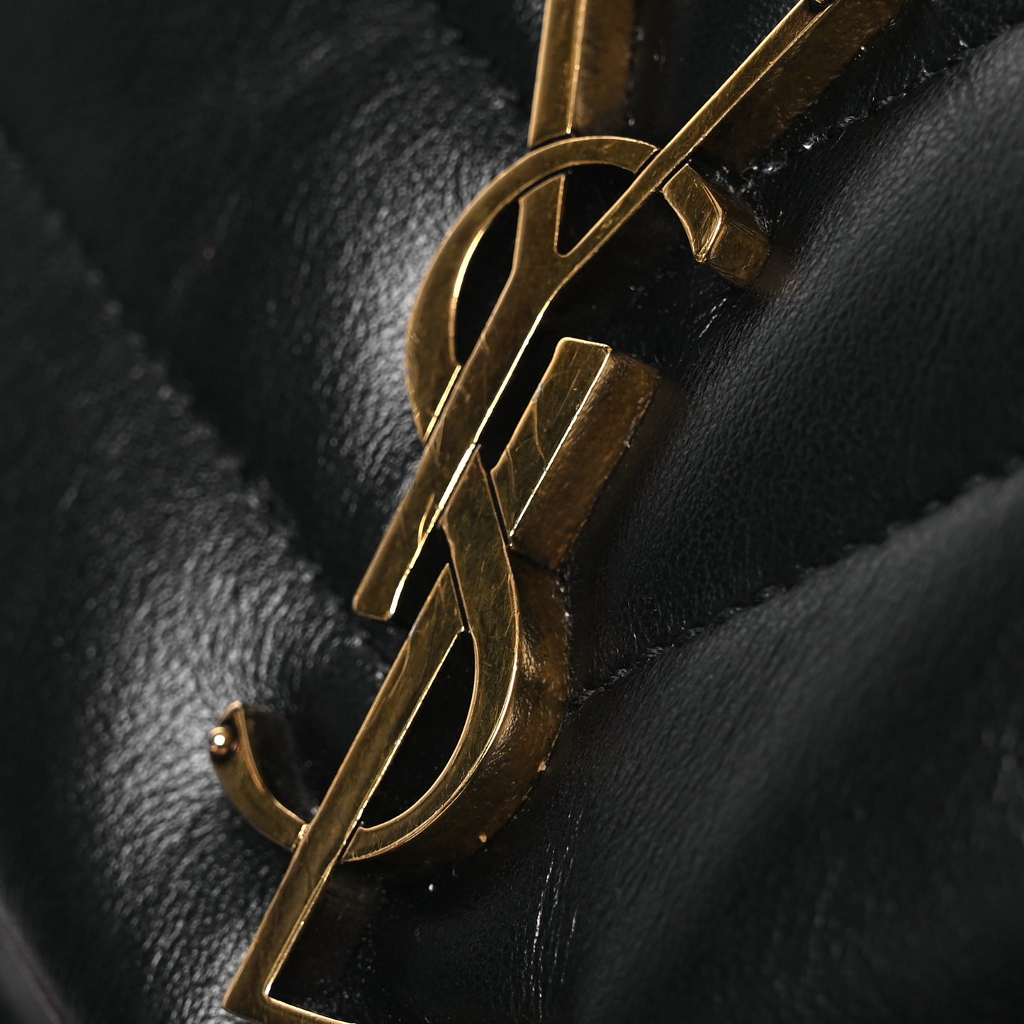 Calfskin Y Quilted Monogram Small Loulou Chain Satchel Black