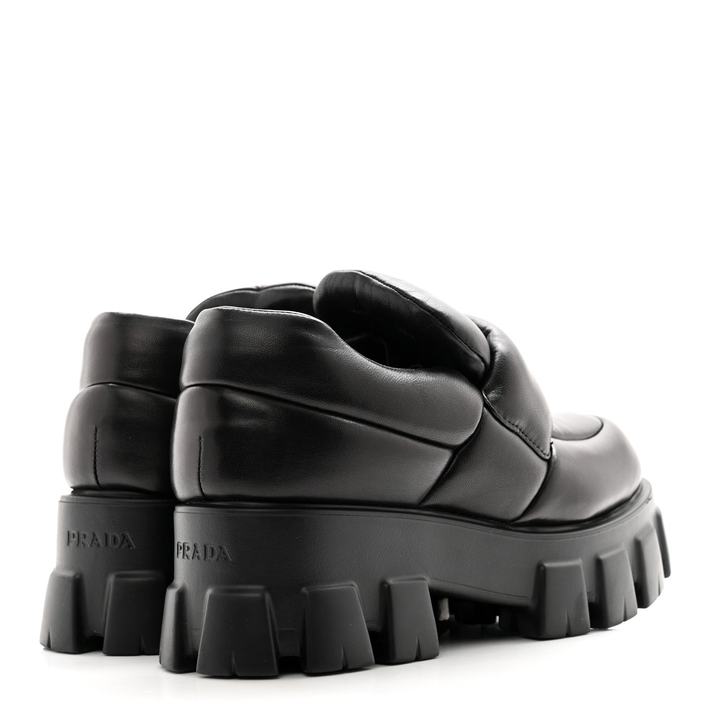 Nappa Soft Metal Triangle Logo Loafers 38.5 Black