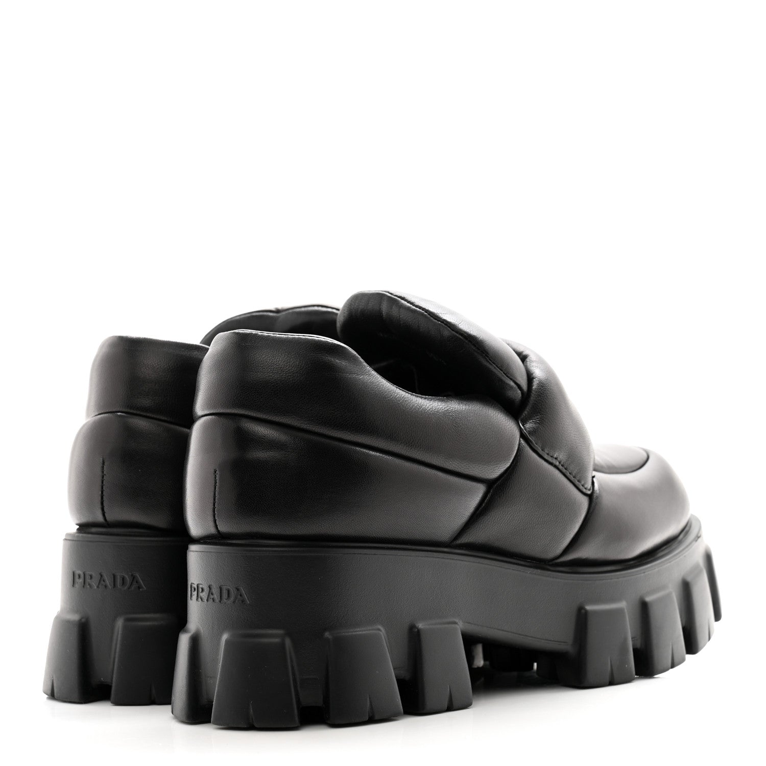 Prada Nappa Soft Metal Triangle Logo Loafers 38.5 Black 4 of 11