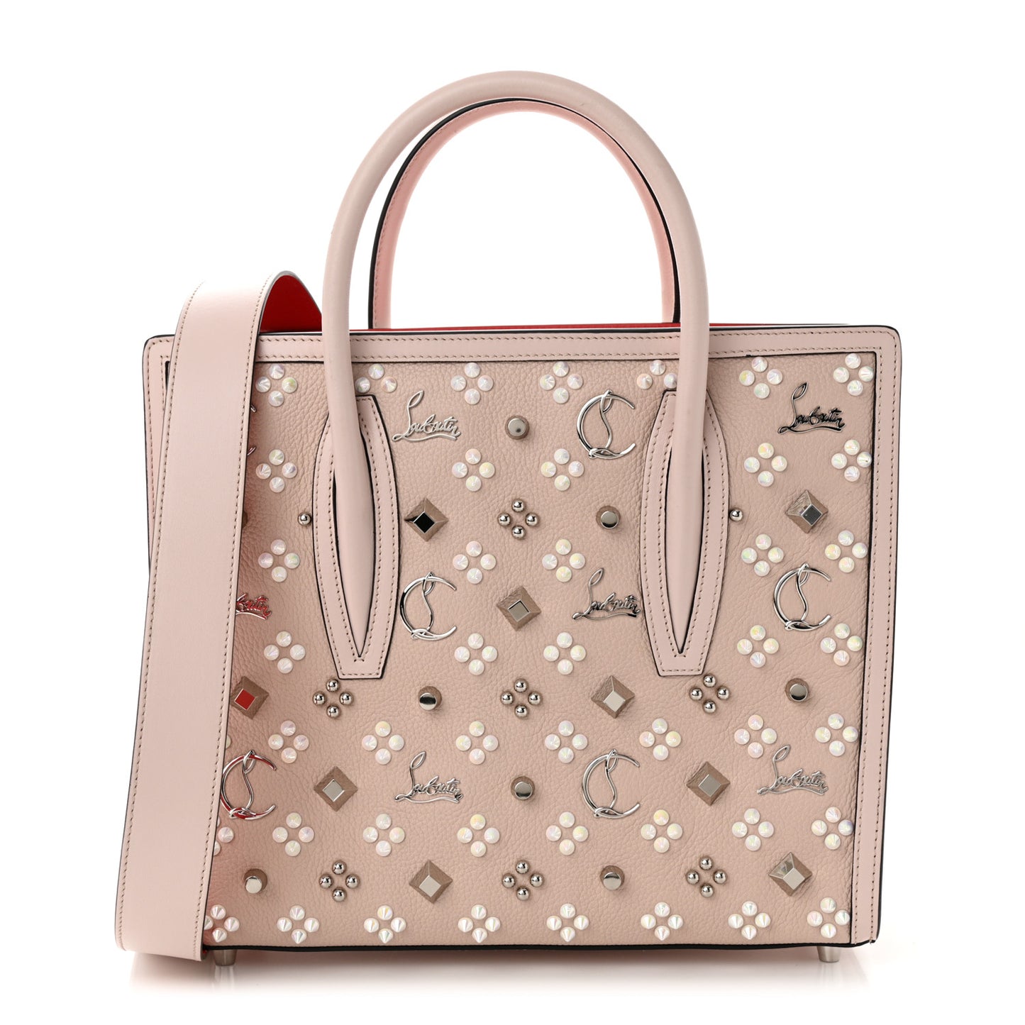 Calfskin Spikes Loubinthesky Medium Paloma Beige