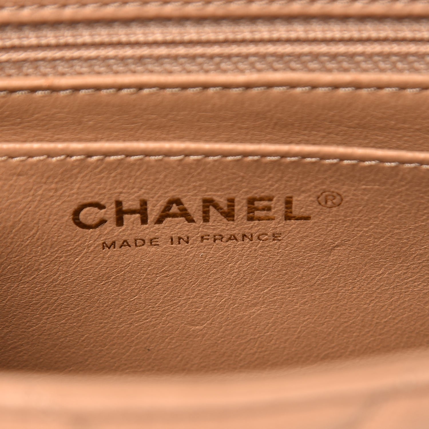Chanel Calfskin Chevron Quilted Mini Square Flap Dark Beige 6 of 9