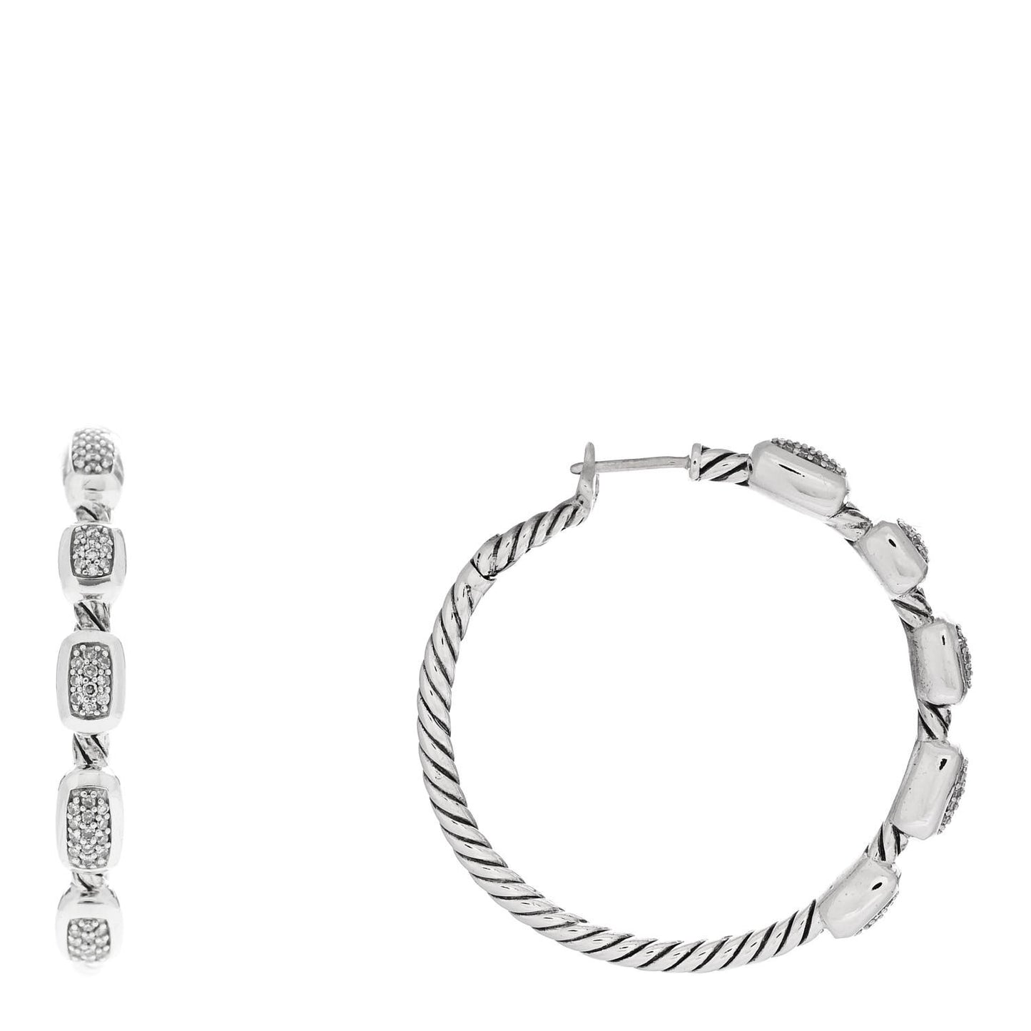 Sterling Silver Diamond Confetti Hoop Earrings