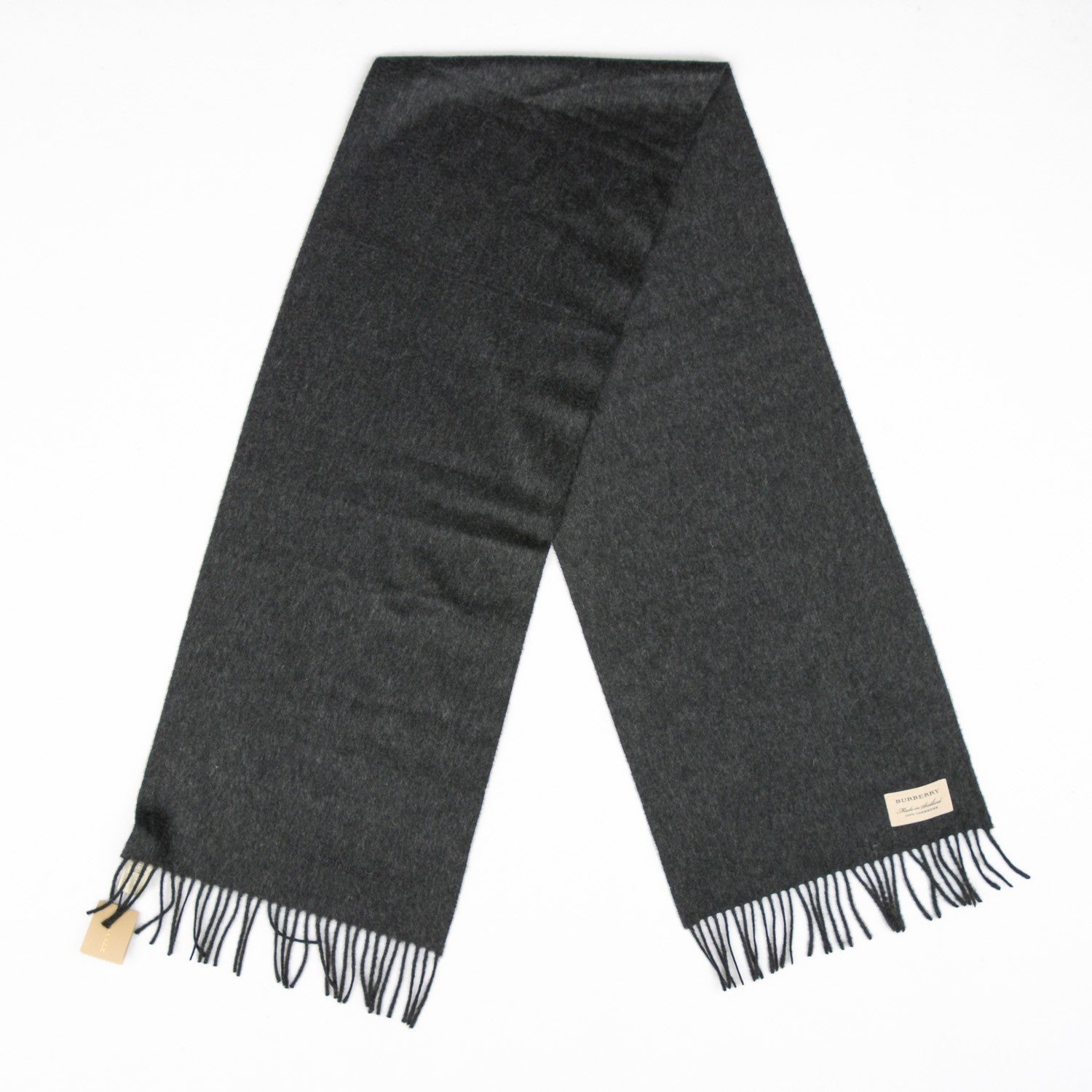 Burberry Cashmere Embroidered Fringe Scarf Charcoal 3 of 5