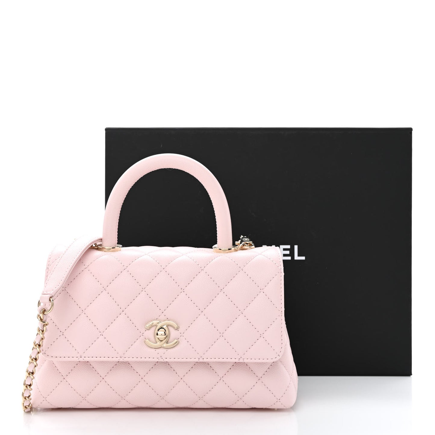 Caviar Quilted Mini Coco Handle Flap Light Pink