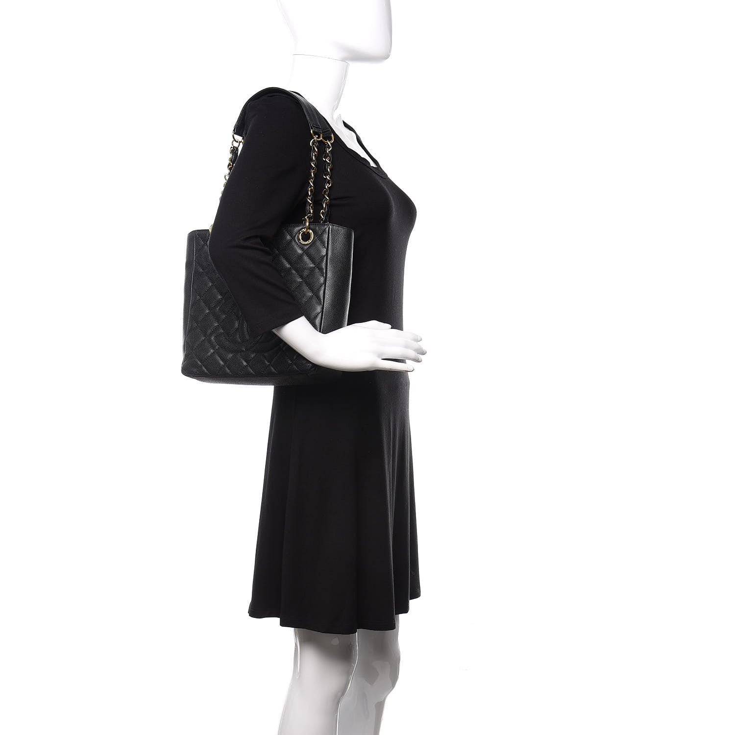 Chanel Caviar Quilted Petit Shopping Tote PST Black 2 of 11