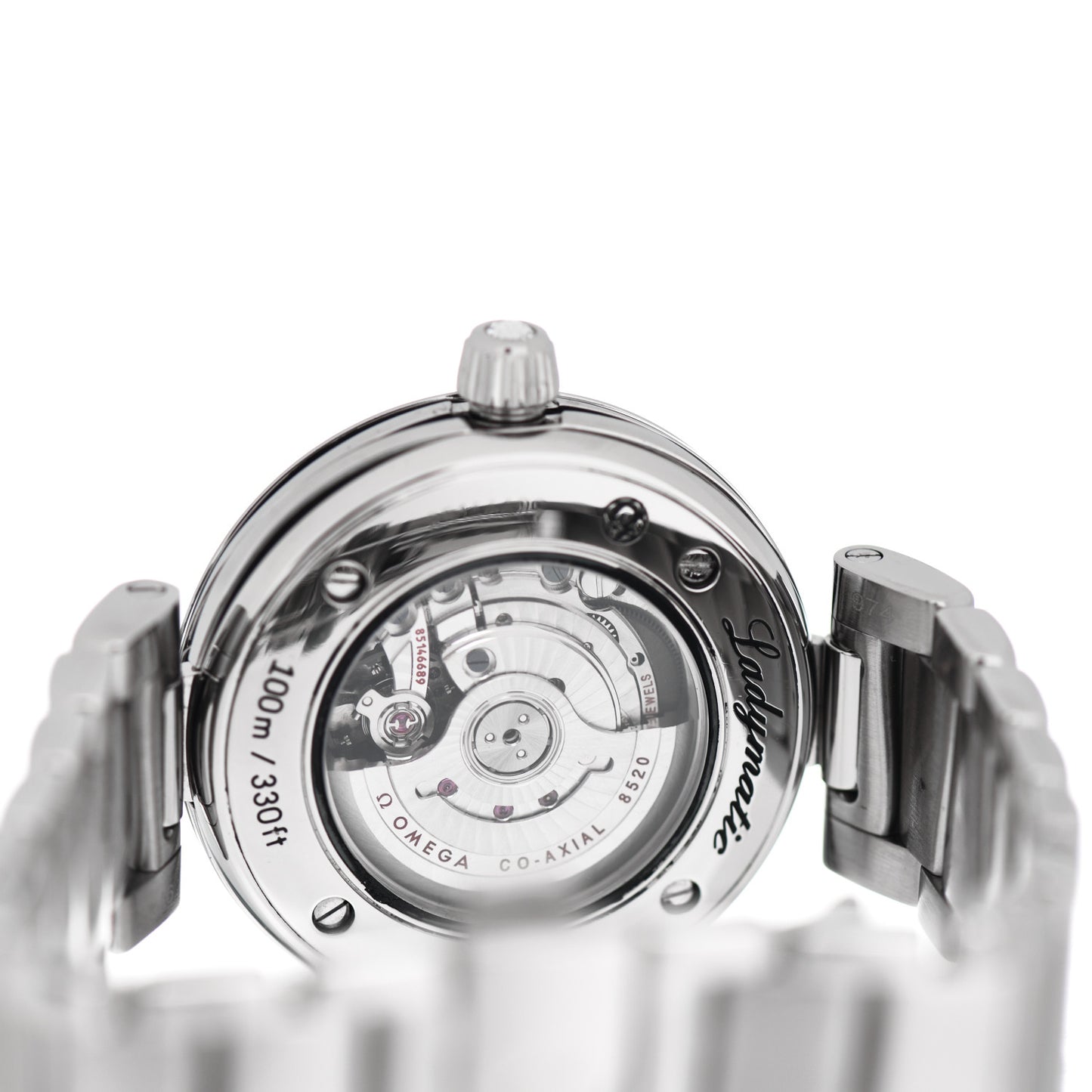 Stainless Steel Diamond Pave Bezel 34mm De-Ville Ladymatic Co-Axial Automatic Watch Black 425.35.34.20.51.001