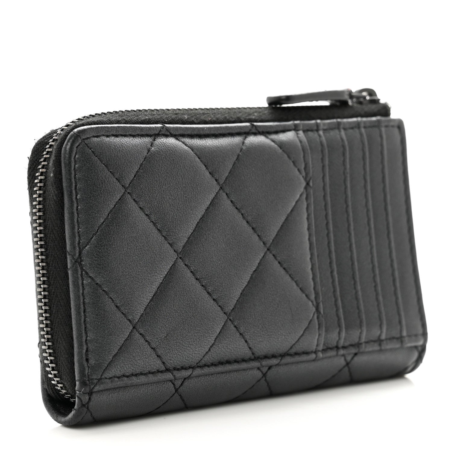Chanel Pearly Lambskin Quilted Zip Card Holder So Black 4 of 10