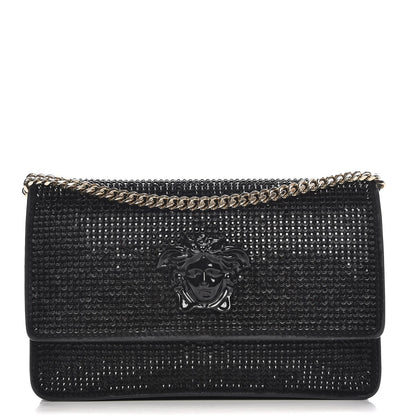 Versace Calfskin Palazzo Crystal Chain Evening Bag Black 1 of 6
