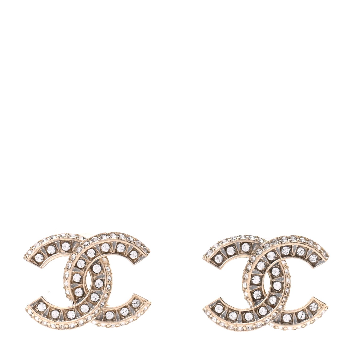 Chanel Crystal Timeless CC Earrings Light Gold 1 of 4