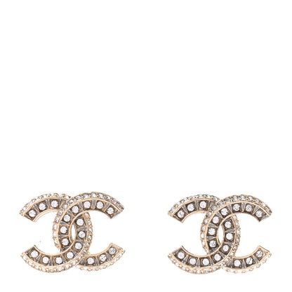 Chanel Crystal Timeless CC Earrings Light Gold 1 of 4