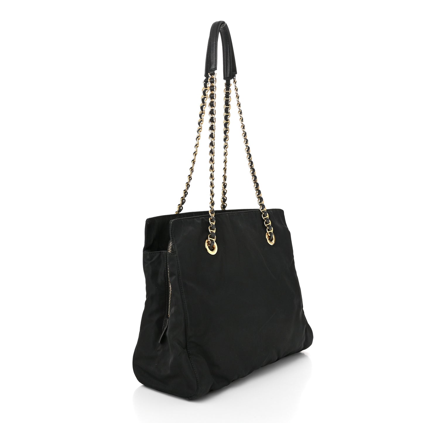 Tessuto Nylon Acciaio Chain Shoulder Bag Black
