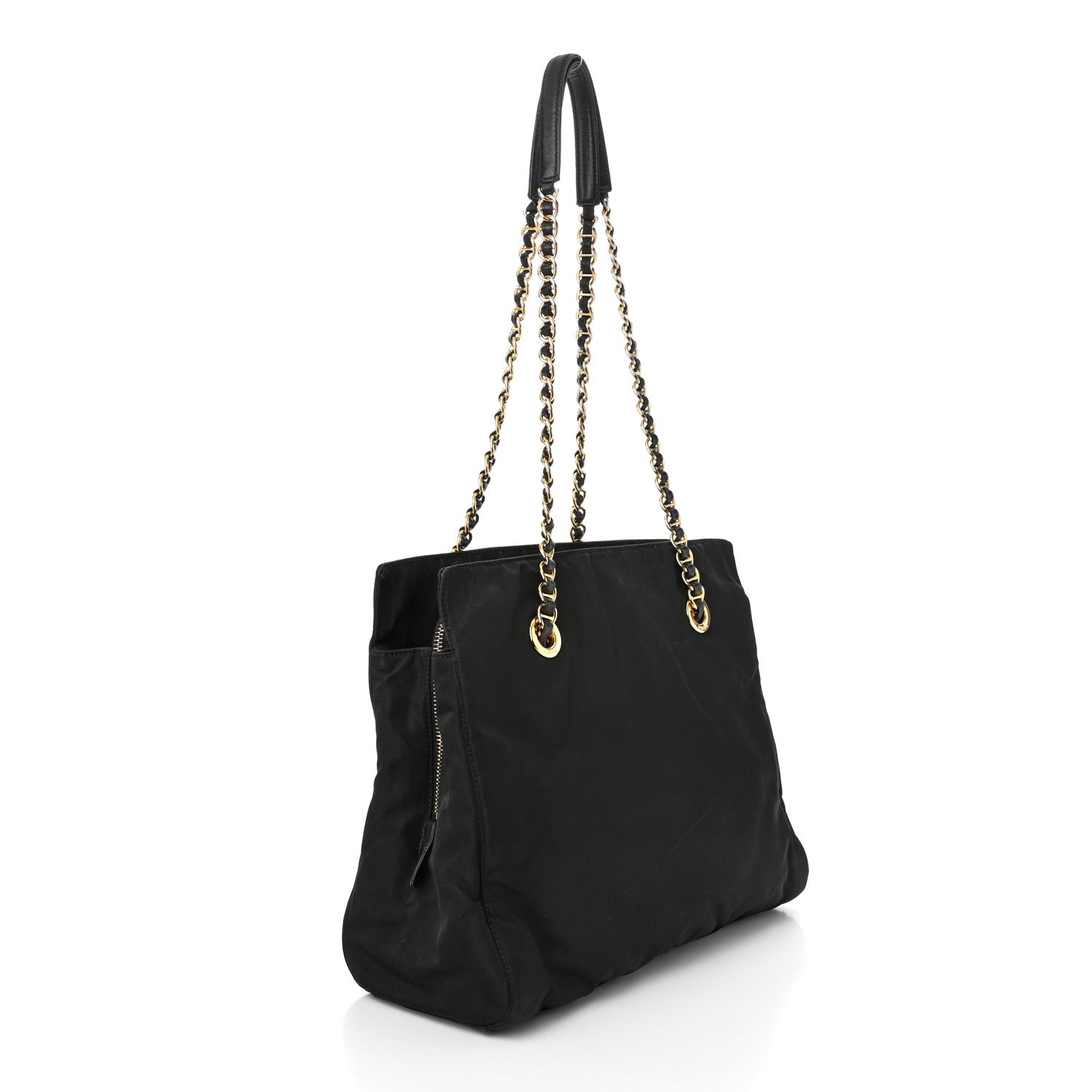 Prada Tessuto Nylon Acciaio Chain Shoulder Bag Black 3 of 11