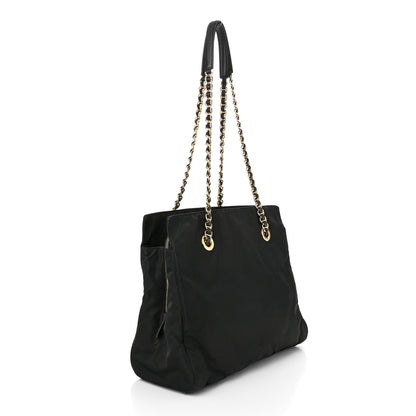 Prada Tessuto Nylon Acciaio Chain Shoulder Bag Black 3 of 11