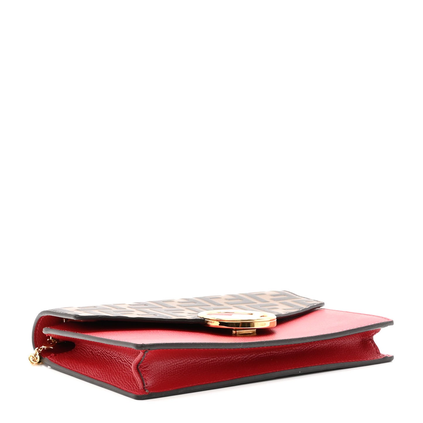 Vitello Cruise F is Fendi FF 1974 Embossed Medium Envelope Wallet On Chain Fragola Maya Black