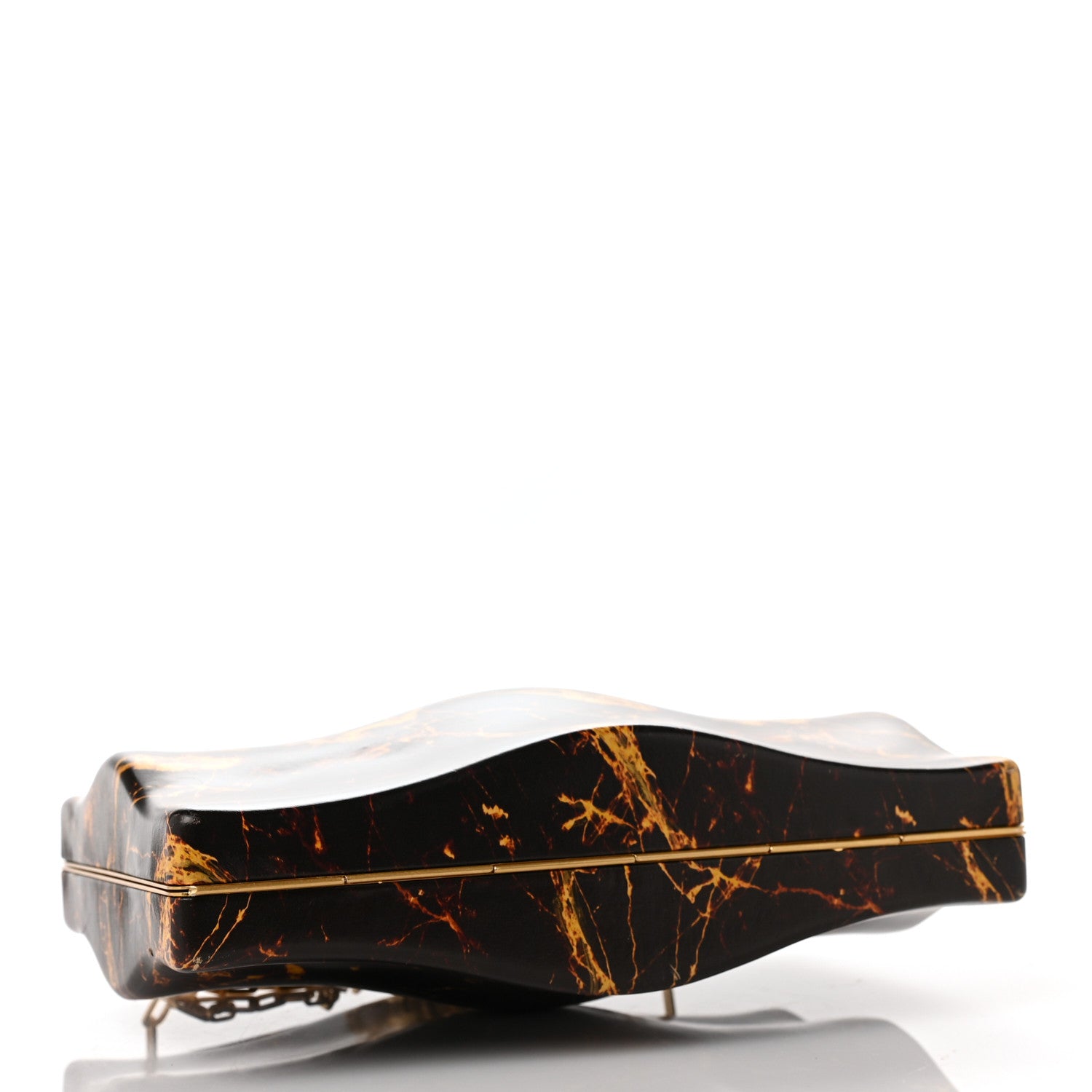 Bottega Veneta Spazzolato Calfskin Chain Clutch Gold Marble 4 of 9