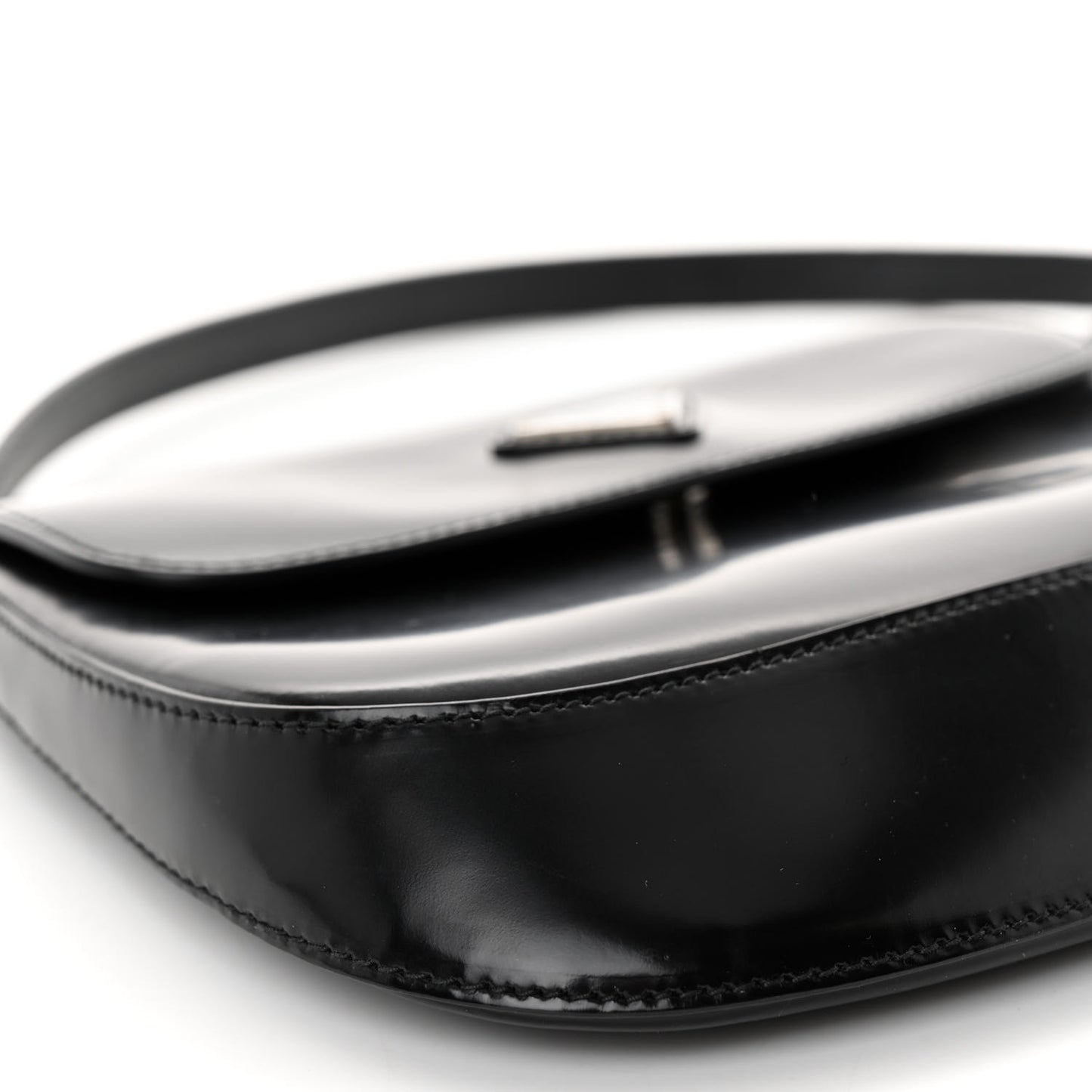 Spazzolato Cleo Flap Shoulder Bag Black