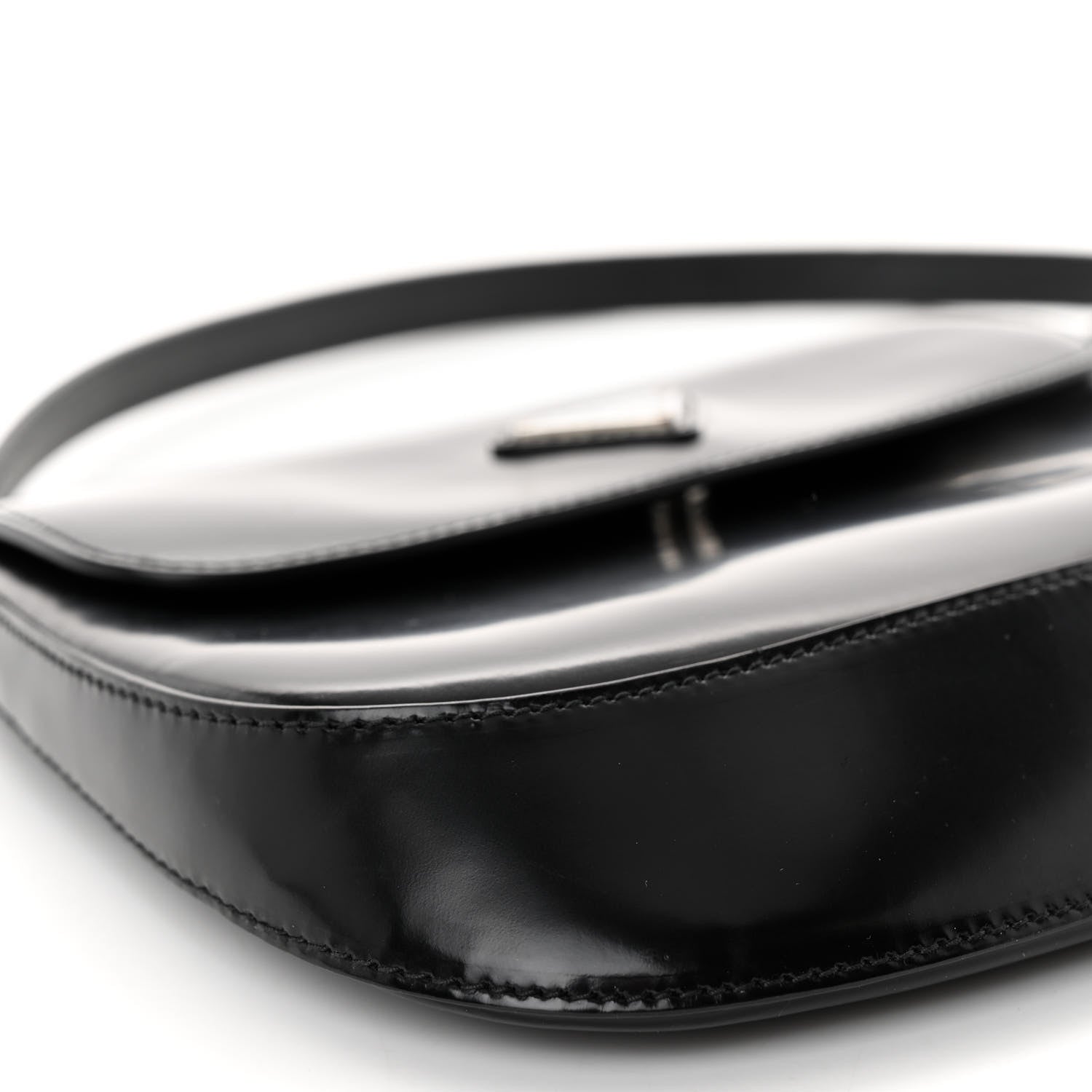 Prada Spazzolato Cleo Flap Shoulder Bag Black 9 of 11
