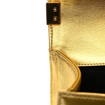 Chanel Metallic Patent Calfskin Quilted Medium Boy Flap Light Gold 12 of 15