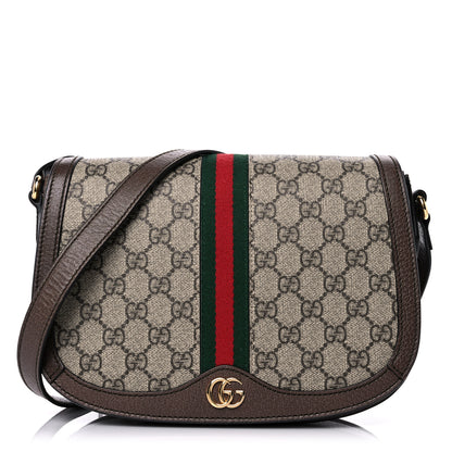 Gucci GG Supreme Monogram Web Small Ophidia Flap Messenger Bag Brown 1 of 12