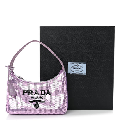 Prada Paillettes Sequin Mini Re-Edition 2000 Bag Lilium Black 11 of 11