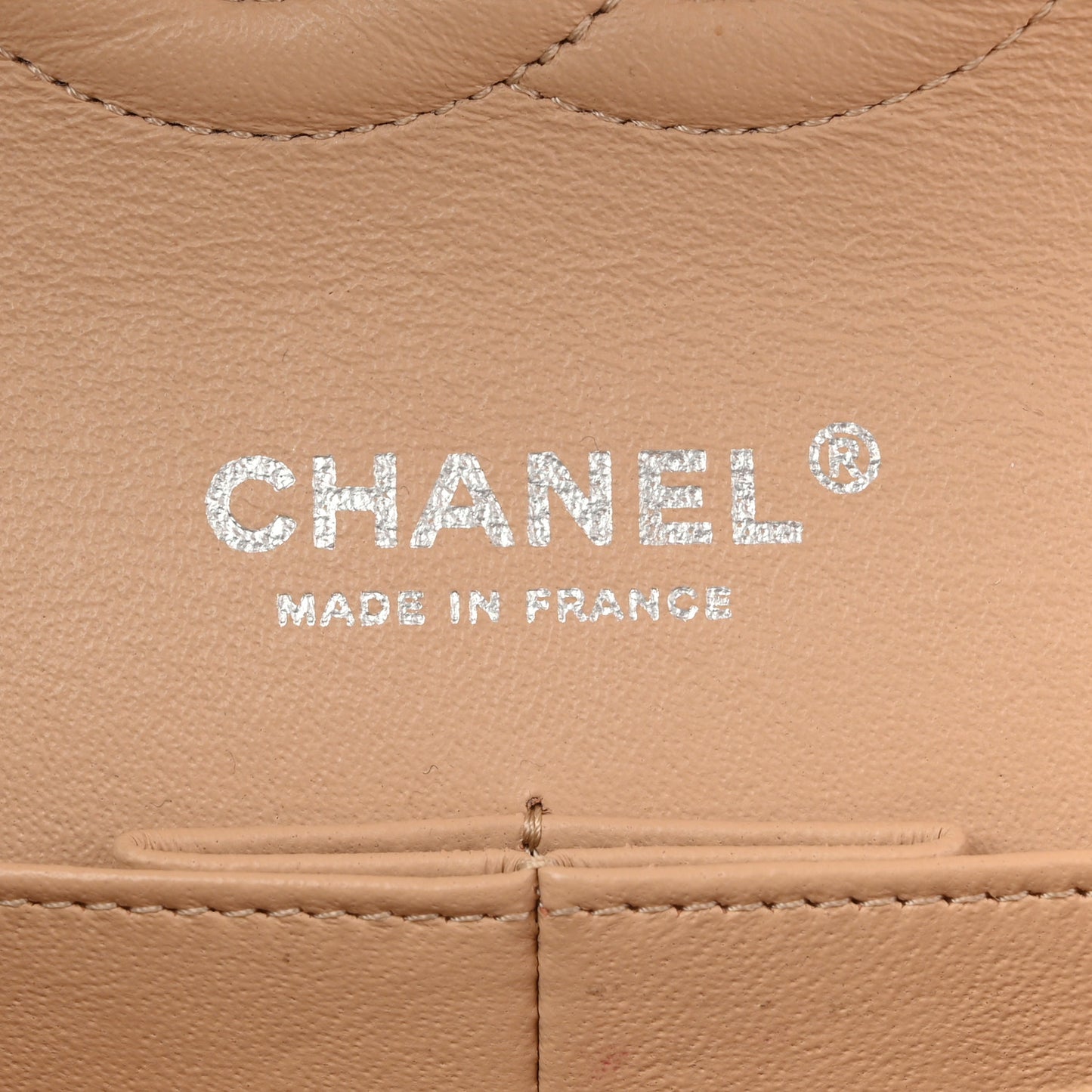 Lambskin Quilted Medium Double Flap Beige