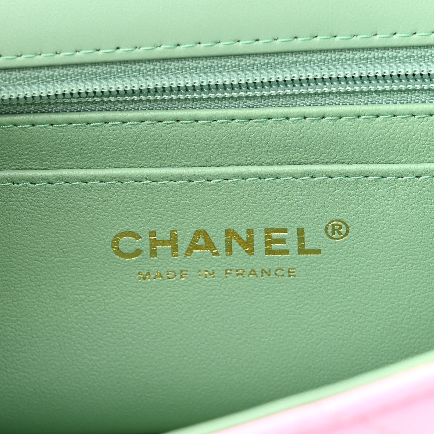 Lambskin Quilted Mini Top Handle Rectangular Flap Lilac Light Green