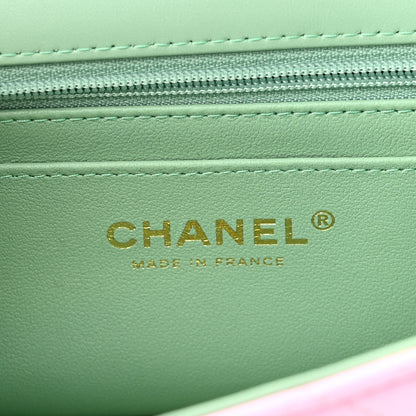 Chanel Lambskin Quilted Mini Top Handle Rectangular Flap Lilac Light Green 6 of 11
