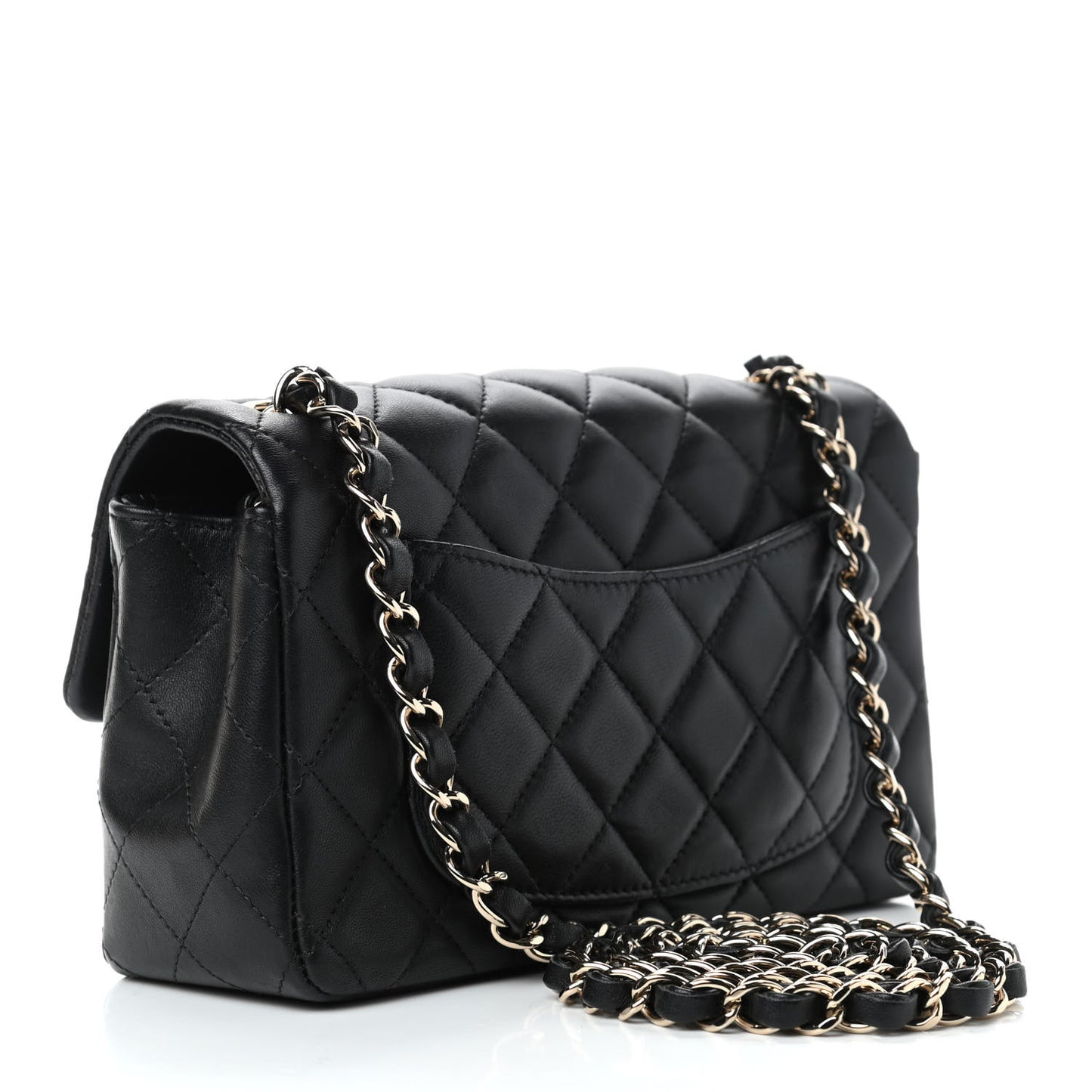 Lambskin Quilted Mini Rectangular Flap Black