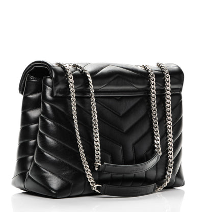 Saint Laurent Calfskin Y Quilted Monogram Medium Loulou Chain Satchel Black 3 of 7