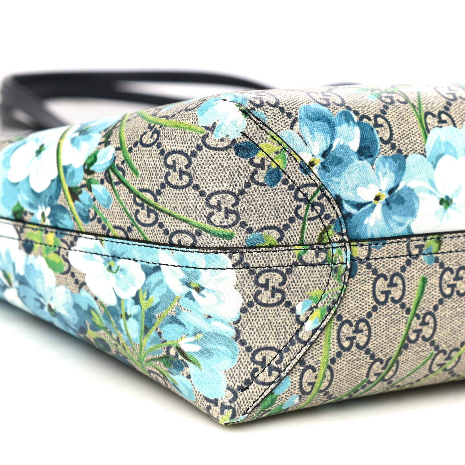 Gucci GG Supreme Monogram Blooms Medium Reversible Tote Beige Blue Navy 10 of 11