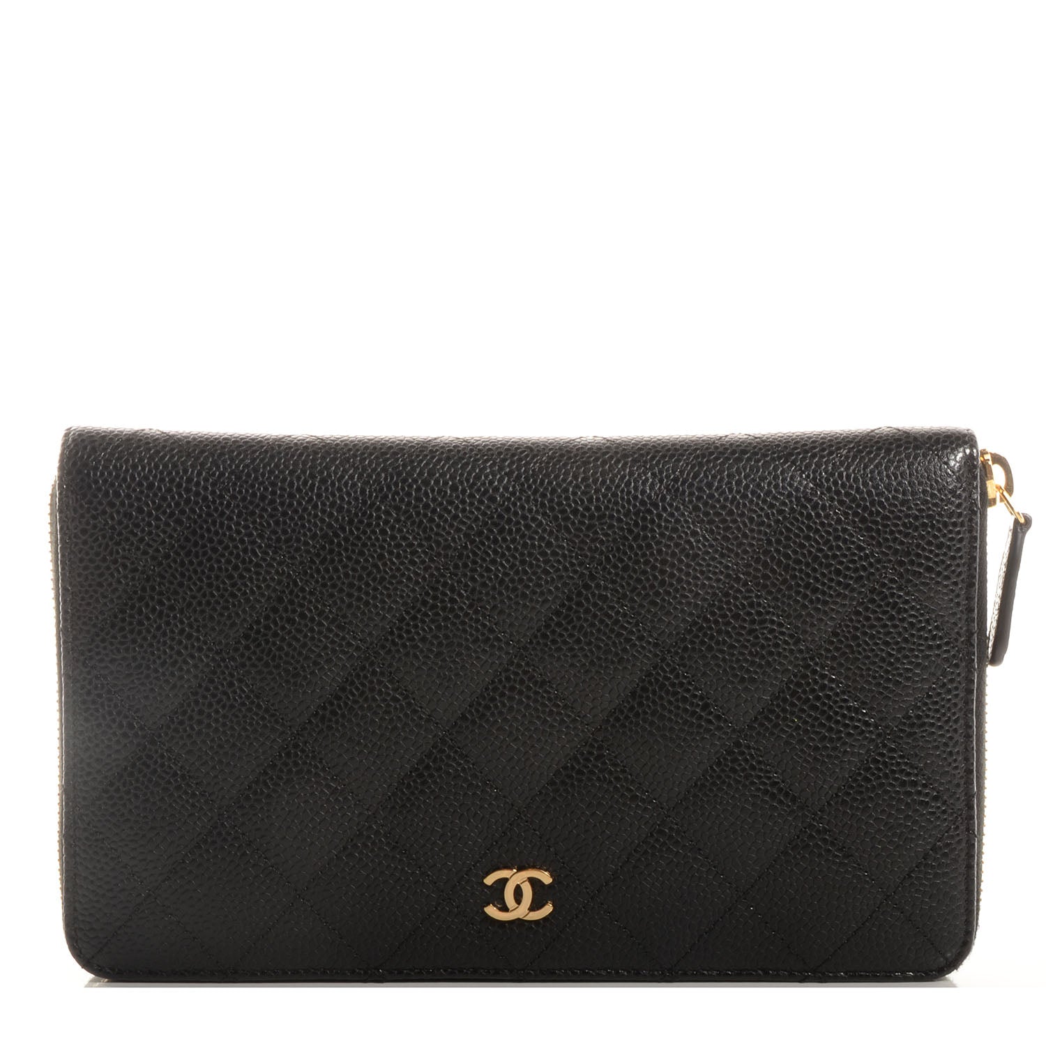 Chanel Caviar Quilted Large Zip Around Wallet Black 1 of 8