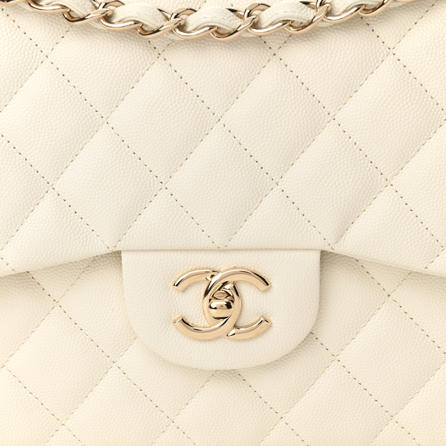 Caviar Quilted Jumbo Double Flap White